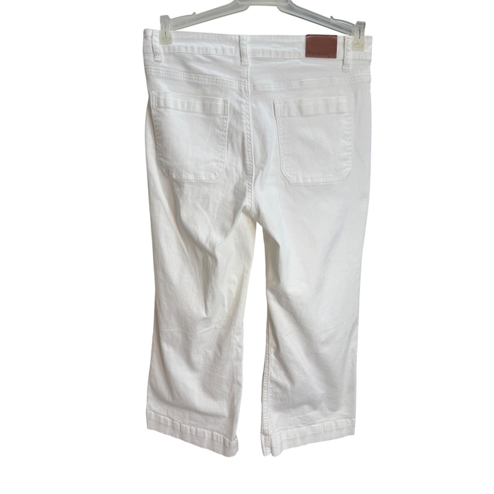 Luvamia Womens Ankle Pants Size Medium White Denim Crop Patch Pockets - Picture 3 of 9